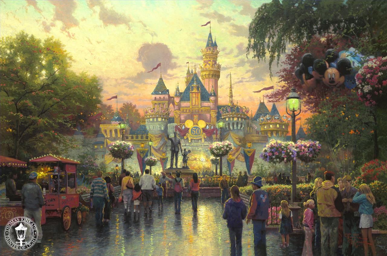 Thomas Kinkade zum 50 jährigen Jubiläum von Disneyland Ölgemälde